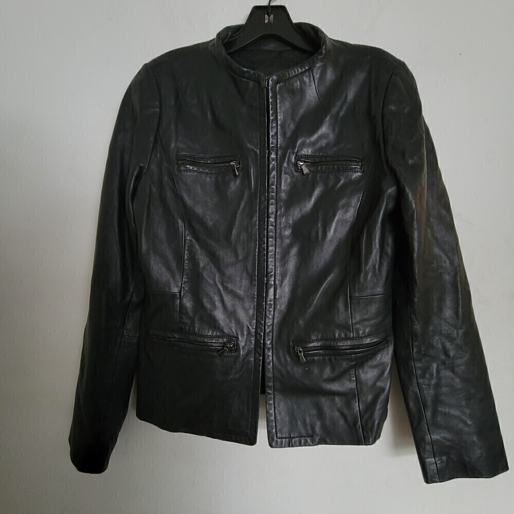 Classiques Entier Atelier Black 100% Leather Moto Jacket Size Small